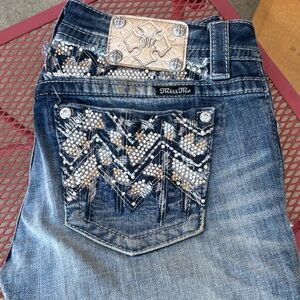 Miss Me Women's Blue Jeans with Embellished Pockets